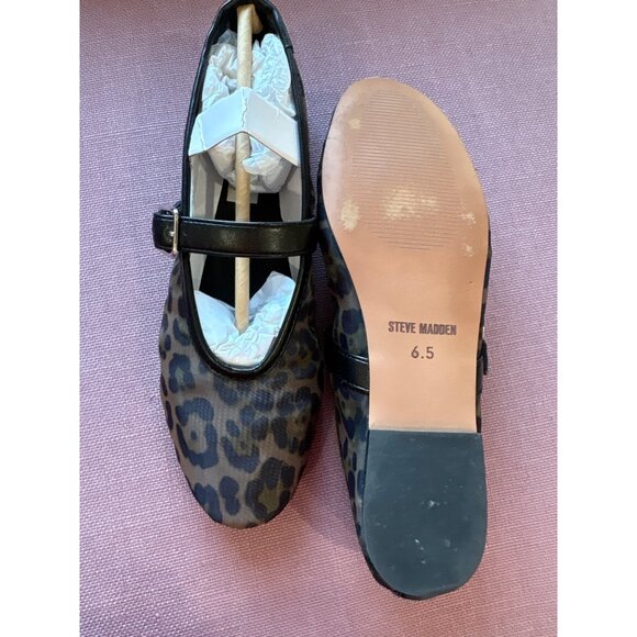 Steve Madden Dreaming Flats in Leopard Mesh Brown 6.5 With Box Womens Ballet - Picture 9 of 11